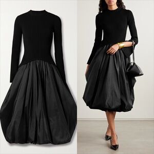 simkhai kenlie ribbed knit & taffeta bubble skirt mixed media dress
